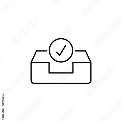 approve box email inbox outline icon. Signs and symbols can be used for web, logo, mobile app, UI, UX