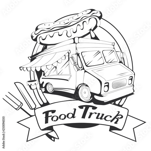 fast food truck logo, vector graphic to design