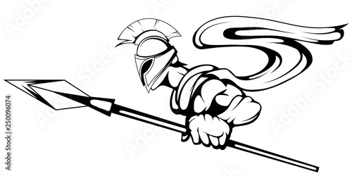 spartan warrior with a spear in his hand, suitable as logo or team mascot, vector graphic to design
