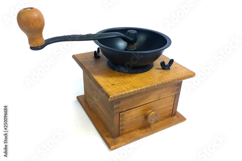 Antique Coffee Grinder Isolated on White