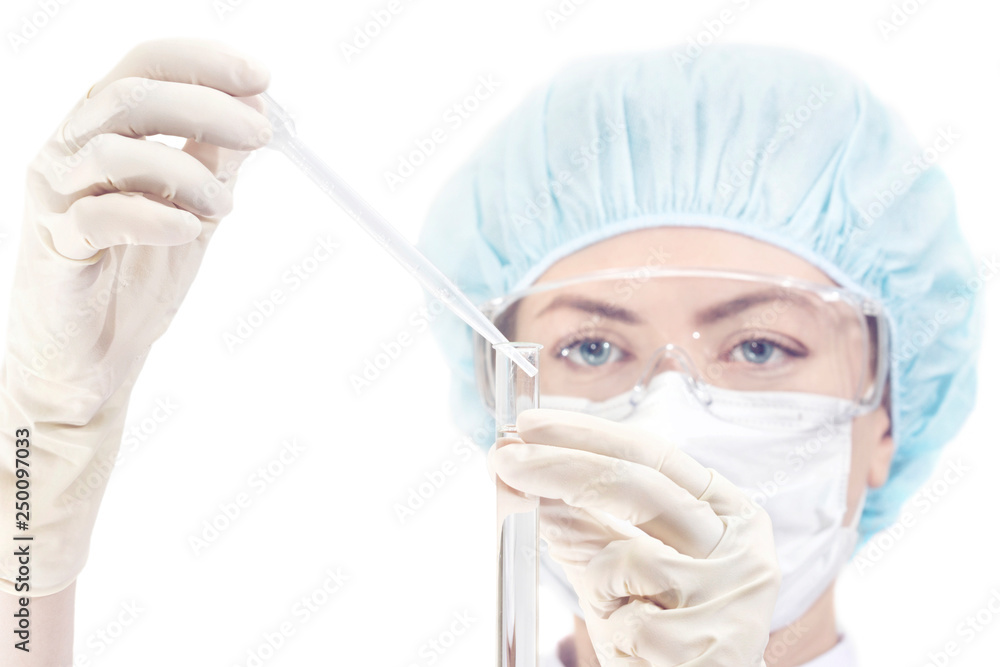 Laboratory doctor with a test tube in hands Laboratory doctor with a test tube in hands