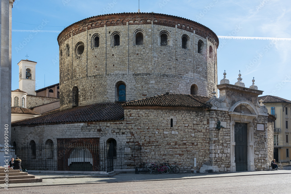 Duomo Vecchio of Brescia (Brescia old cathedral), Romanesque round church, isolated.