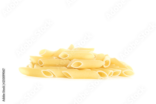 Uncooked pasta isolated on white background