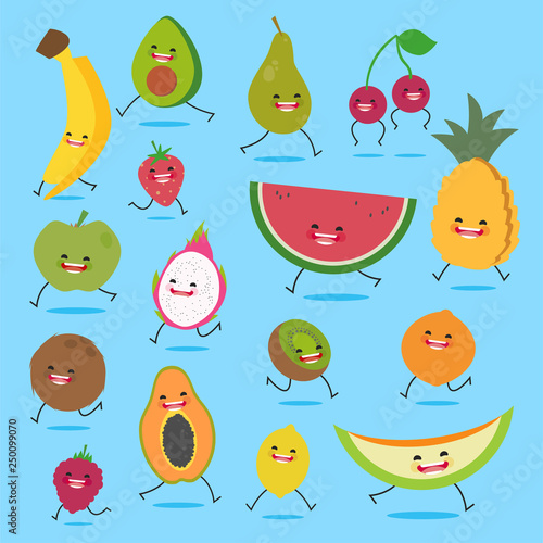 frutas patas fondo azul
