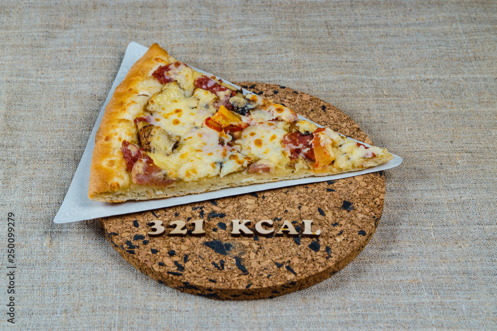 calorie pizza 321 kcal 100 grams diet Stock Photo | Adobe Stock