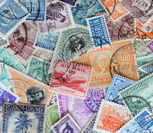 Stamps mail of the different countries.