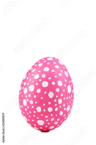 Pink easter egg isolated on white background