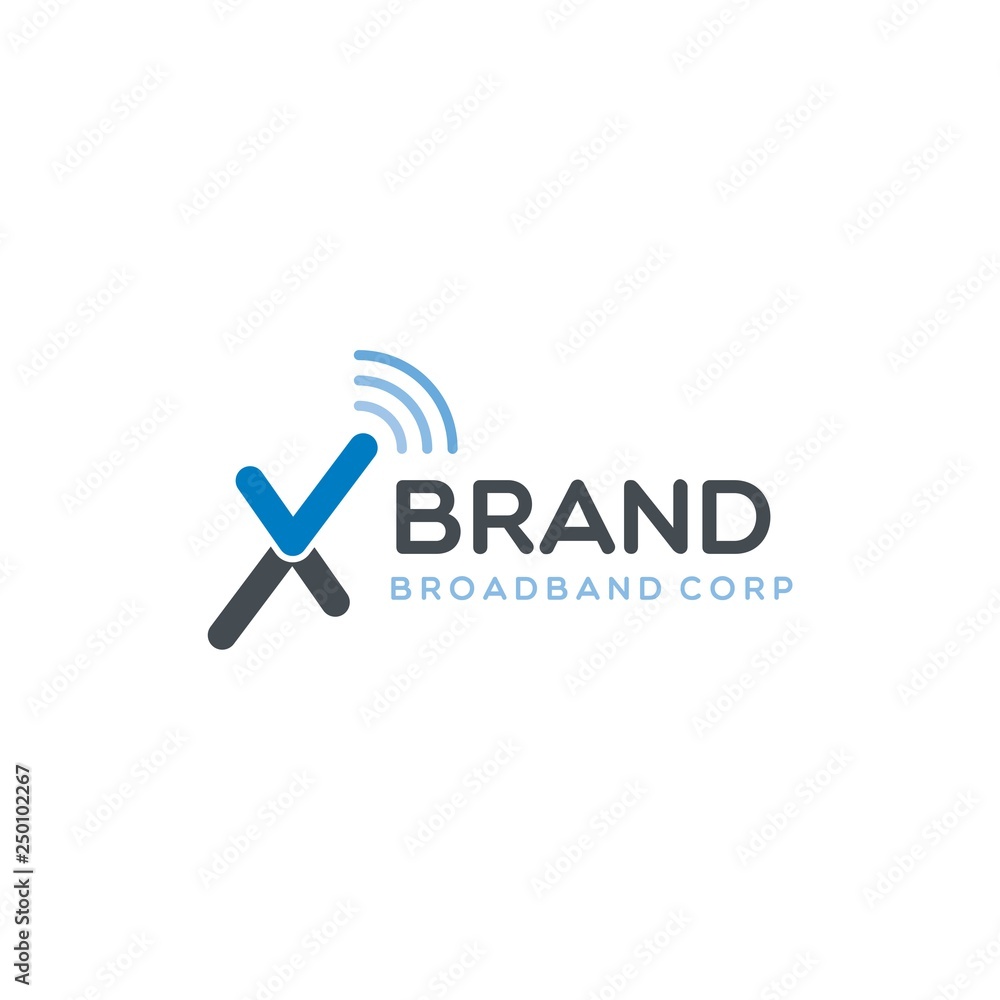 Letter X with radio wave icon Letter X with radio wave icon