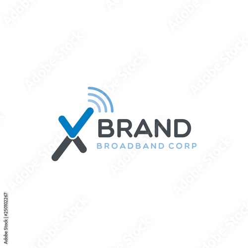 Letter X with radio wave icon