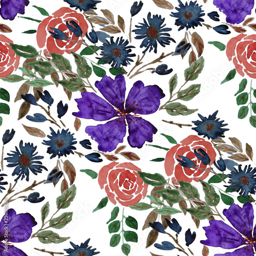 Watercolor seamless pattern with flowers. Floral design.Romantic wedding back...