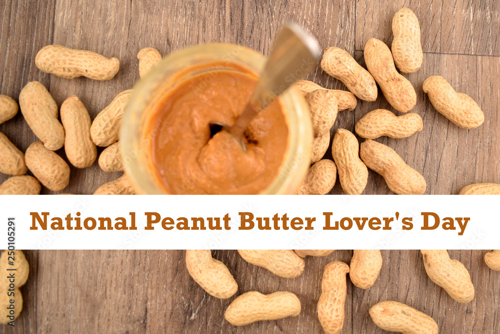 National Peanut Butter Lover's Day illustration. Jar of peanut butter