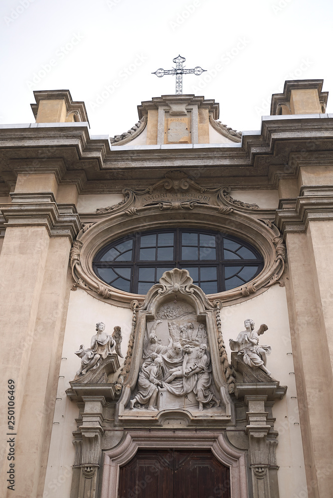Milan, Italy - January 16, 2019 : Santa Maria della Passione church facade