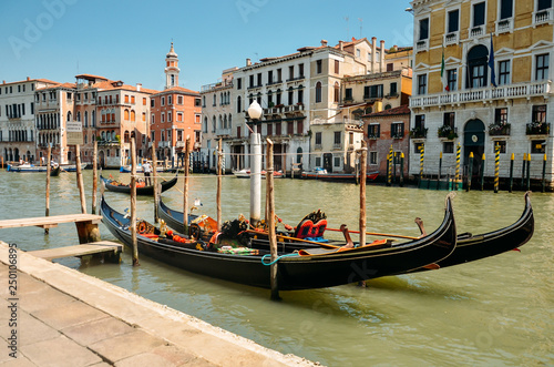 Gondolas on Grand canal. Gondola in Venice. Venice, Italy © Marharyta