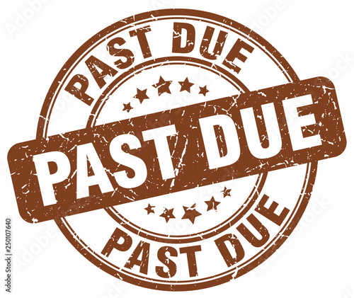 past due brown grunge round vintage rubber stamp