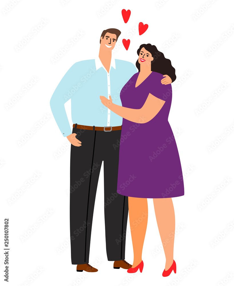 Love man and woman hugging isolated on white. Man hug woman, vector illustration Love man and woman hugging isolated on white. Man hug woman, vector illustration