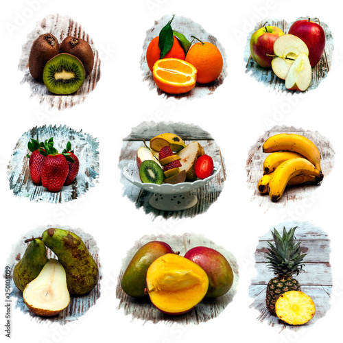 Composition of fruit in white background
