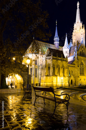 Matthias Church on Buda hill in night lights photo