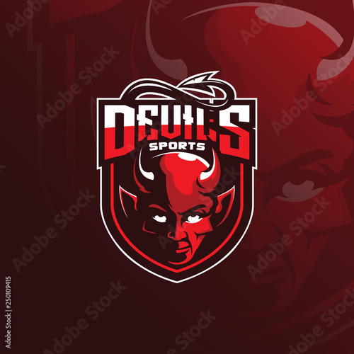 devil vector mascot logo design with modern illustration concept style for badge, emblem and tshirt printing. devil illustration for sport and esport team.
