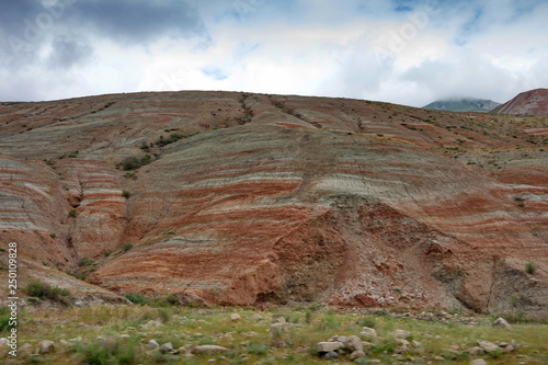 Multicolored Hyzyn Mountains in summer
