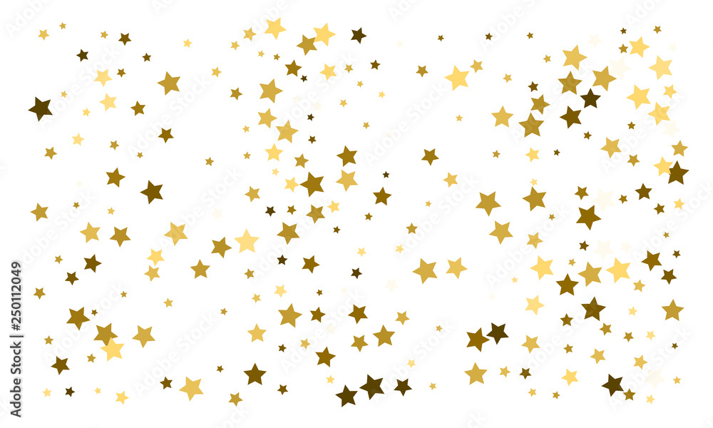 Obraz premium Gold stars. Confetti celebration, Falling golden abstract decoration for party, birthday celebrate, anniversary or event, festive. Festival decor. Vector illustration