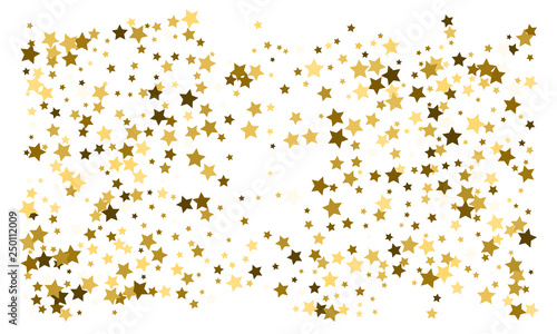 Gold stars. Confetti celebration, Falling golden abstract decoration for party, birthday celebrate, anniversary or event, festive. Festival decor. Vector illustration