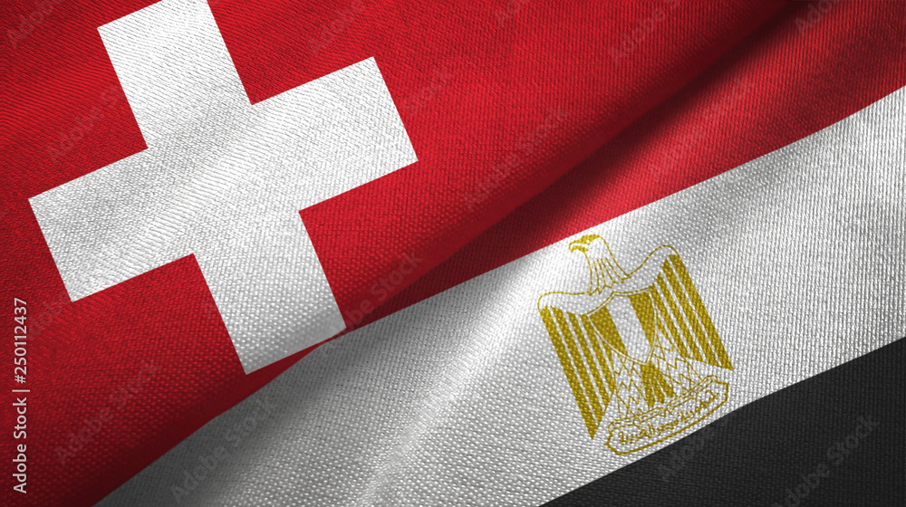 Switzerland and Egypt two flags textile cloth Switzerland and Egypt two flags textile cloth