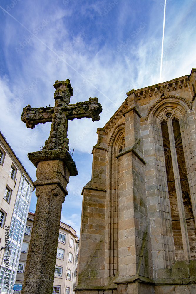 Cross next to Ruins of the convent of Santo Domingo In Pontevedra