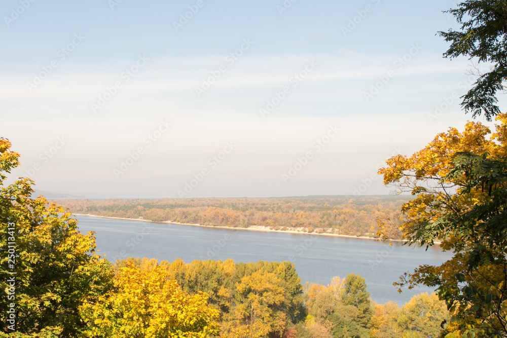 View of the Dnieper River in autumn, Kaniv, Ukraine, Tarasova Hill (Chernecha Hora) View of the Dnieper River in autumn, Kaniv, Ukraine, Tarasova Hill (Chernecha Hora)