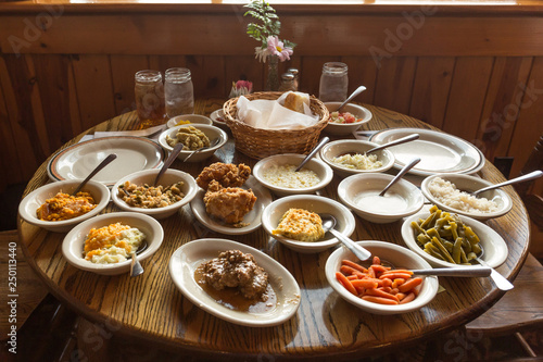 Εκτύπωση καμβά Table full of food, country southern dishes