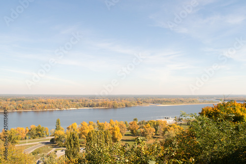 Fototapeta Naklejka Na Ścianę i Meble -  View of the Dnieper River in autumn, Kaniv, Ukraine, Tarasova Hill (Chernecha Hora) 