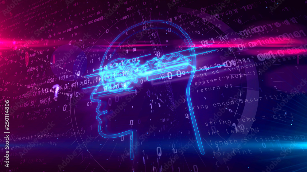 Naklejka premium Cyber privacy concept with key in head