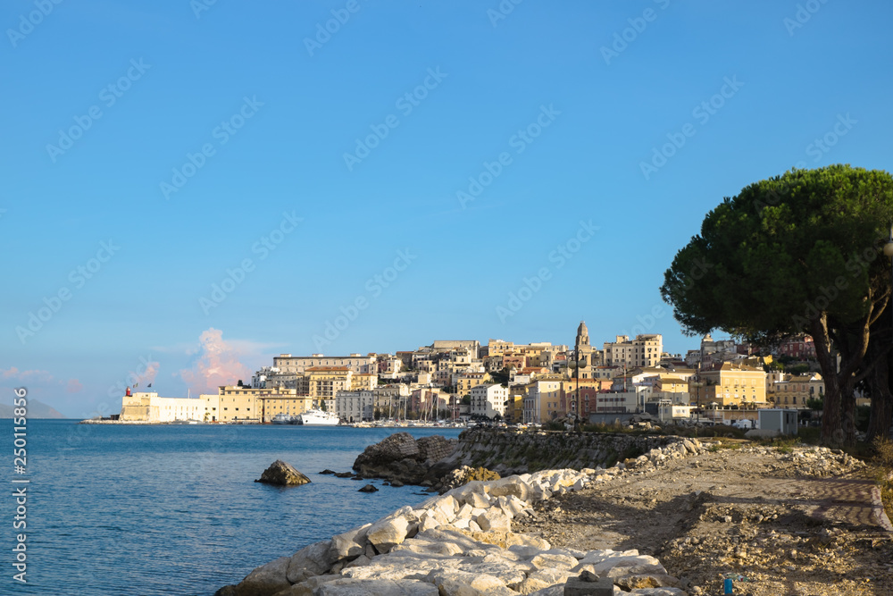 The view of an old part of Gaeta a- a small  coastal town not far from Rome. Shot in the evening during the golden hour.