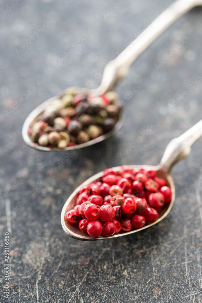 Dried pink peppercorn. Dried pink peppercorn.