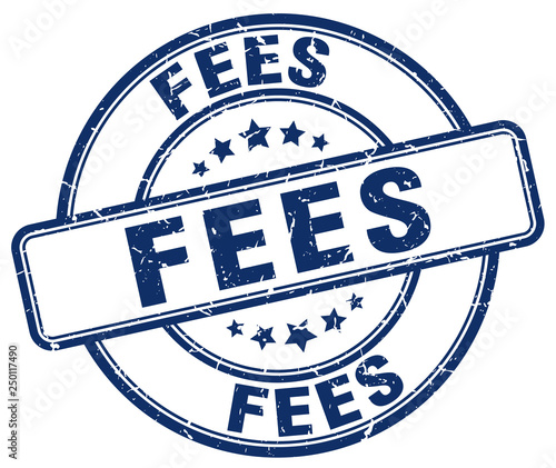 fees blue grunge stamp