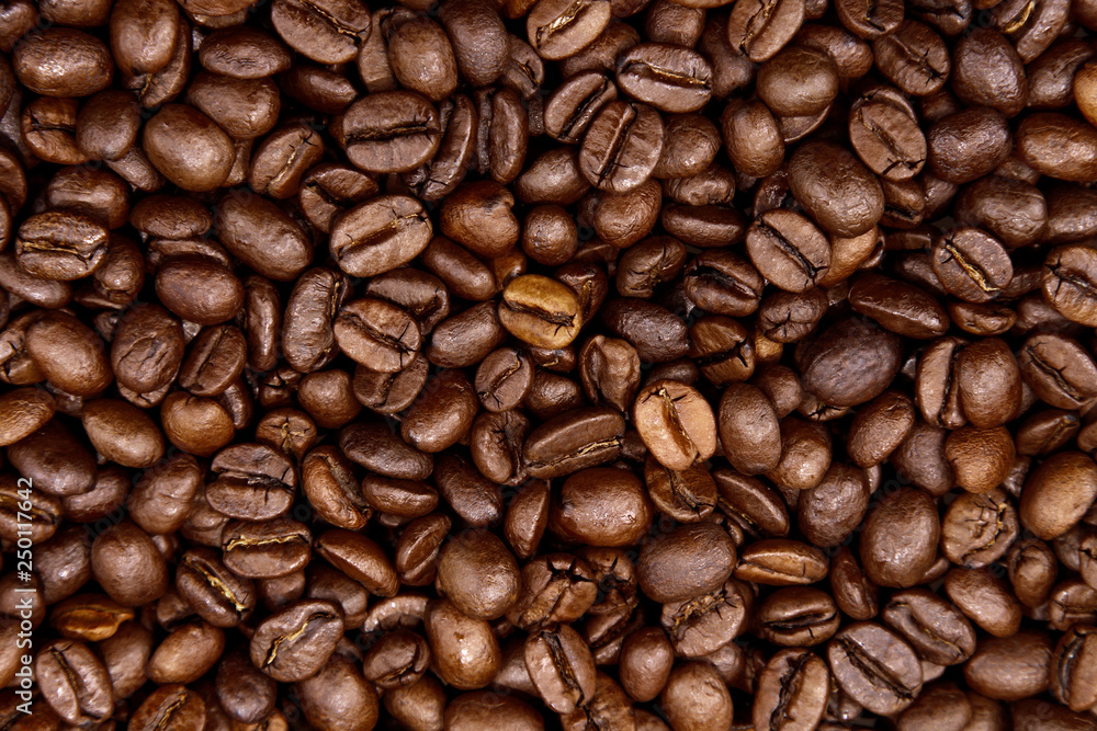 Roasted brown coffee beans background Roasted brown coffee beans background