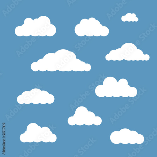 Vector clouds set isolated on blue sky background