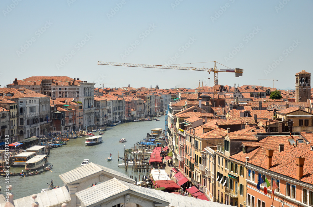 Panoramic view over the Grand Canal and the skyline in Venice, Italy