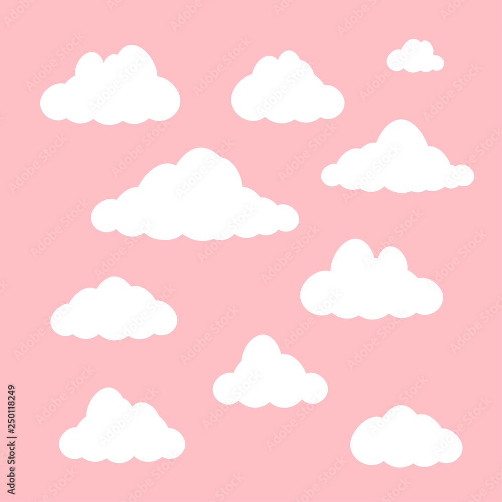 Vector clouds set isolated on pink background