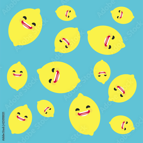 Lemons on the turquoise background. Pattern for textile, print, wrapping, kraft, cards…