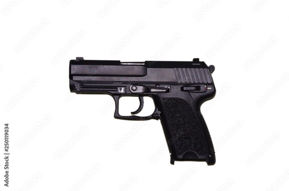 black gun pistol isolated on white background
