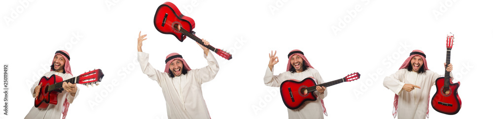 Arab man playing isolated on white Arab man playing isolated on white