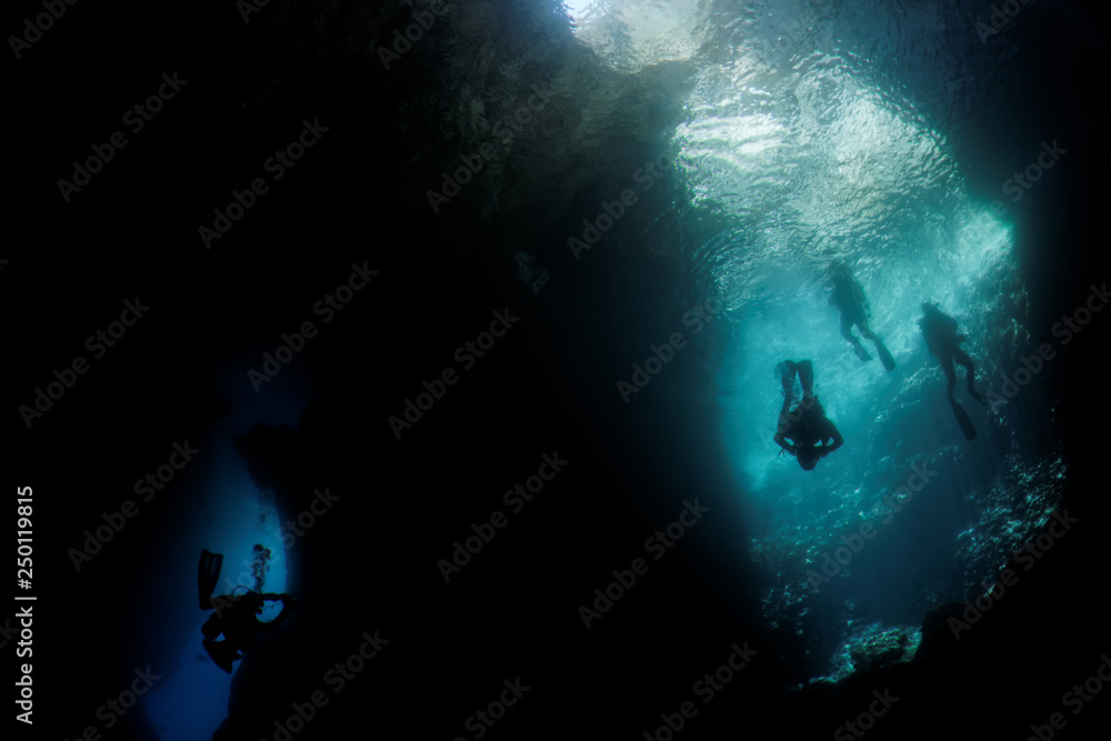 underwater diver silhouette