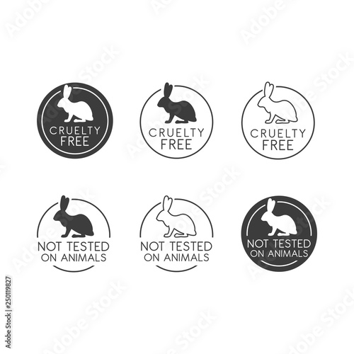 No animals testing icon design. Animal cruelty free symbol. Can be used as sticker, logo, stamp, icon. Vector illustration