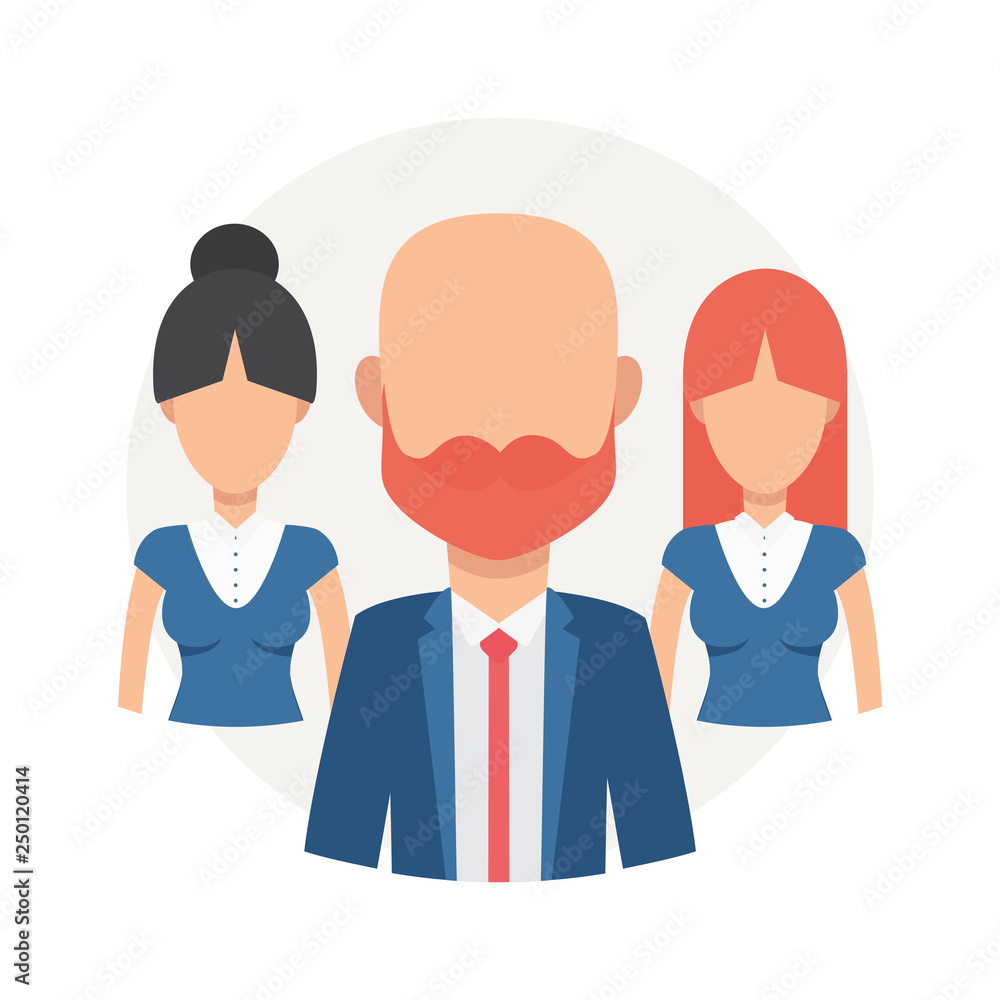 Team of young man and woman vector illustration. Business Teamwork and equality concept Team of young man and woman vector illustration. Business Teamwork and equality concept
