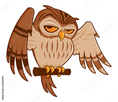 Cartoon Owl on Perch