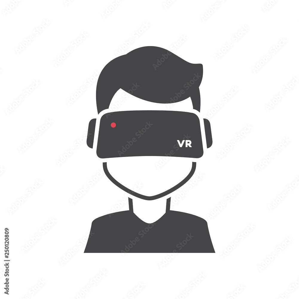 virtual reality man, icon and symbol