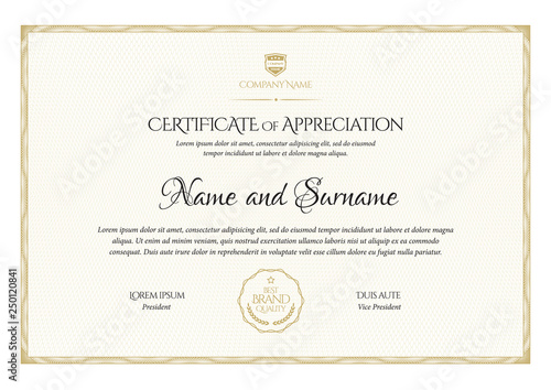 Certificate template. Diploma of modern design or gift certificate. Vector illustration.