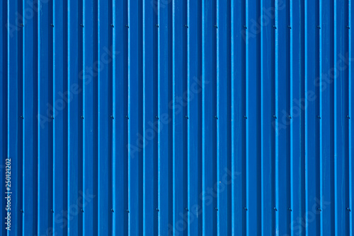 Blue corrugated steel deck wall. For design, banner and layout
