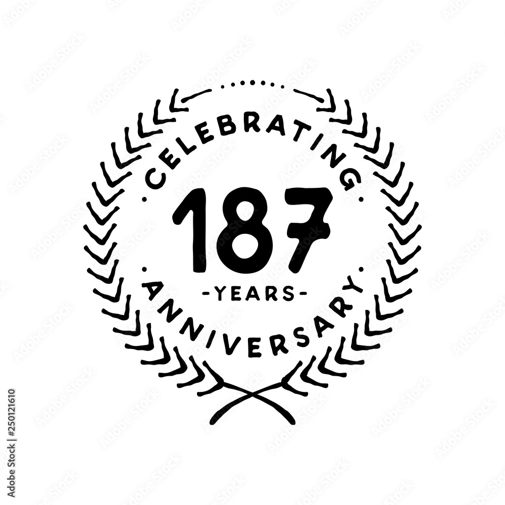 Naklejka premium 187 years design template. 187th vector and illustration