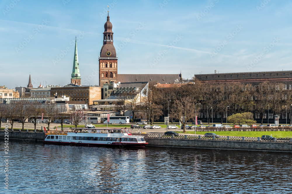 View of Old Town Riga from Daugava river side, Latvia